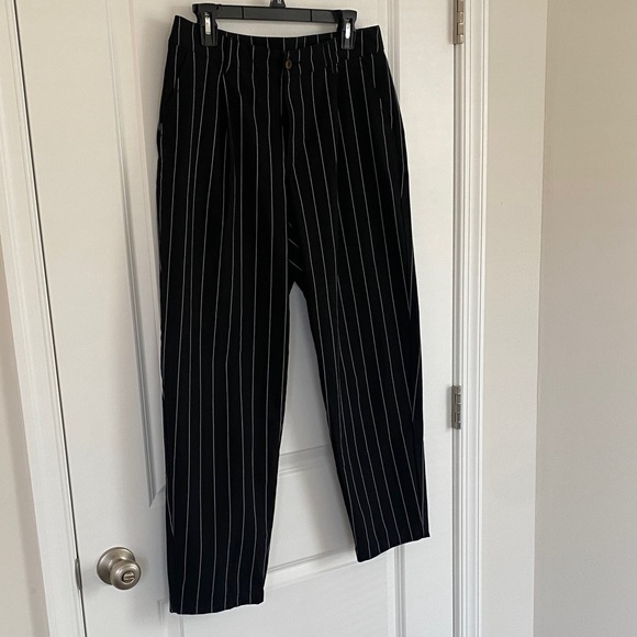 Classic Black Striped Women's Pants - Picture 2 of 7
